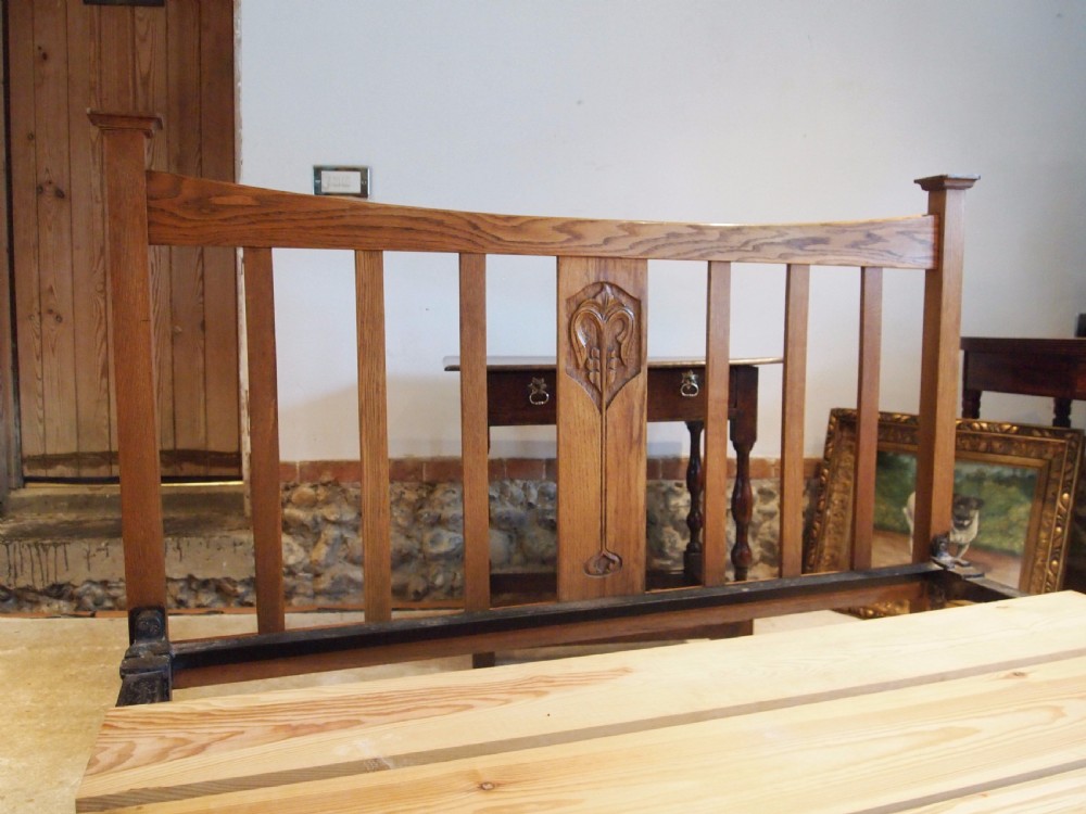 Bed Arts and Crafts Oak double bed c1900 View III