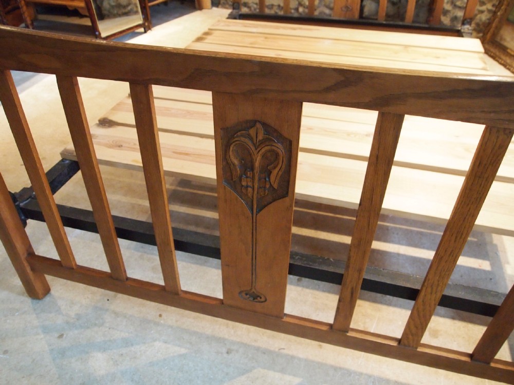 Bed Arts and Crafts Oak double bed c1900 View VI