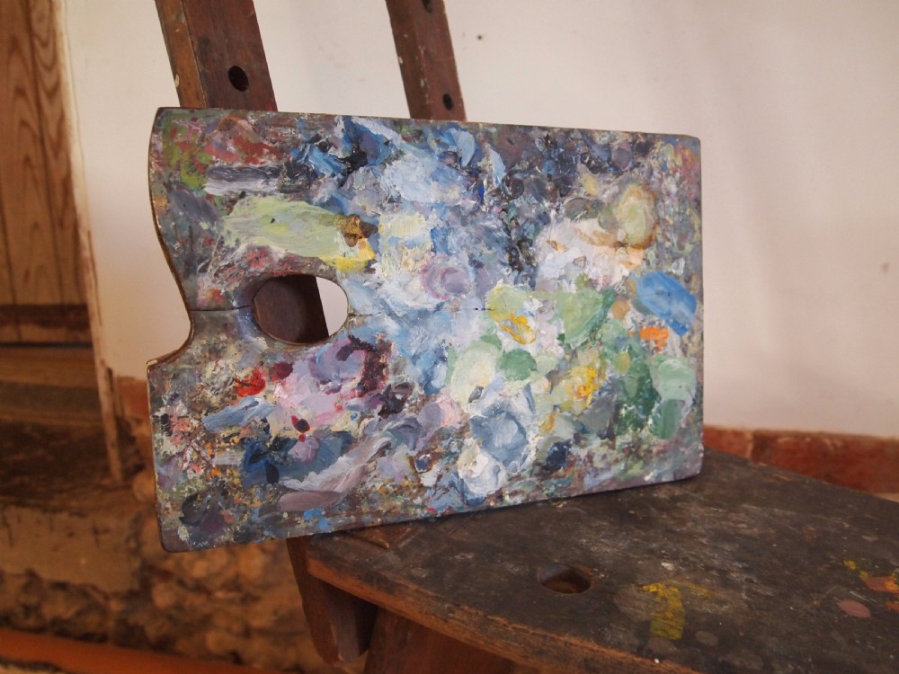 Easel artist bench easel and palette c1910 View II