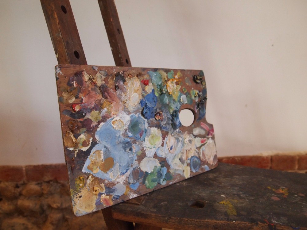 Easel artist bench easel and palette c1910 View V