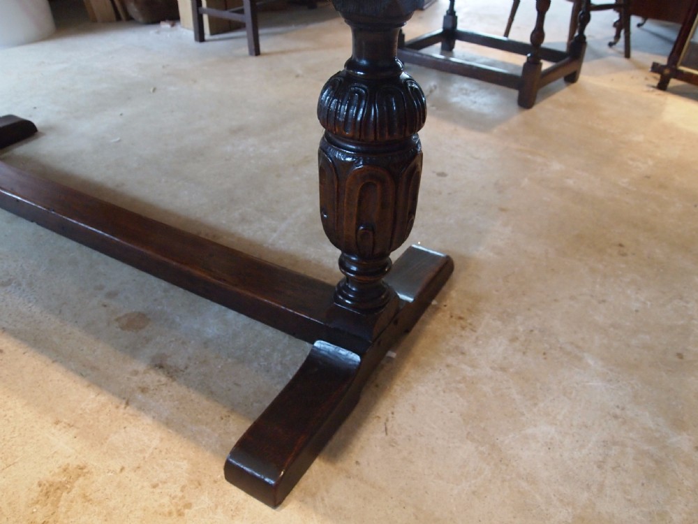 Table Oak refectory dining kitchen farmhouse table c1920 View VIII