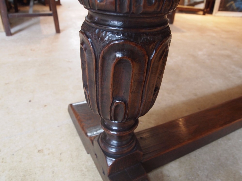 Table Oak refectory dining kitchen farmhouse table c1920 View IX