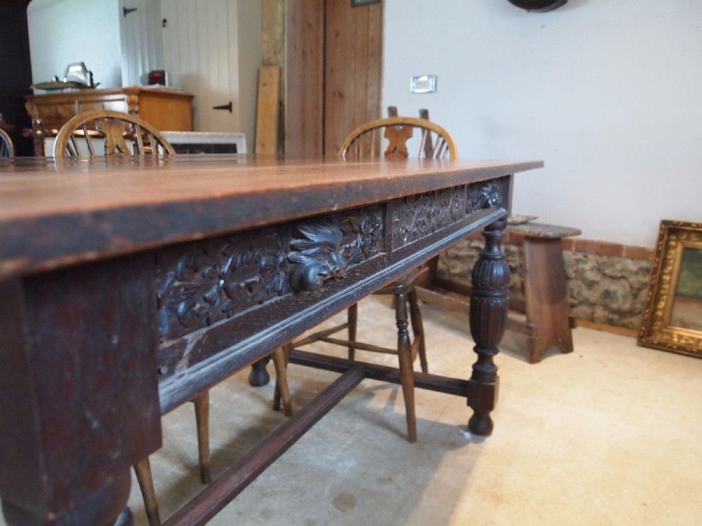 Table Oak dining refectory farmhouse kitchen c1920 View II