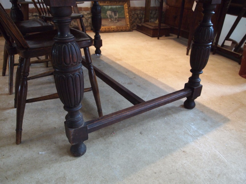 Table Oak dining refectory farmhouse kitchen c1920 View III