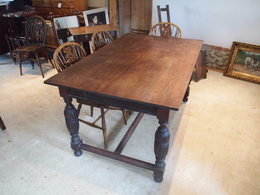 Table Oak dining refectory farmhouse kitchen c1920 View VI