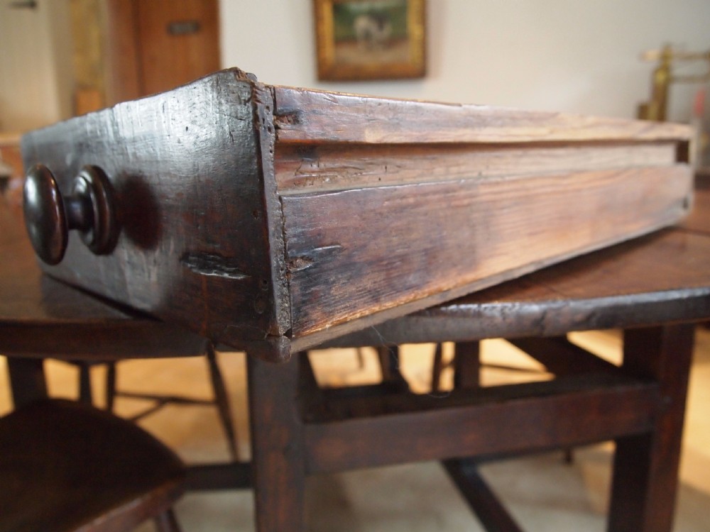 Table George II Oak gate leg refectory dining farmhouse c1730 View IV