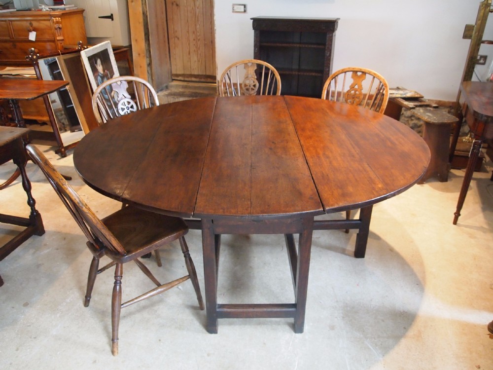 Table George II Oak gate leg refectory dining farmhouse c1730 View VI