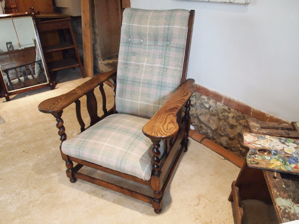 Chair Arts and Crafts Oak reclining armchair c1910