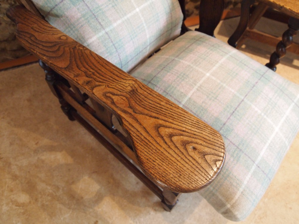 Chair Arts and Crafts Oak reclining armchair c1910 View III