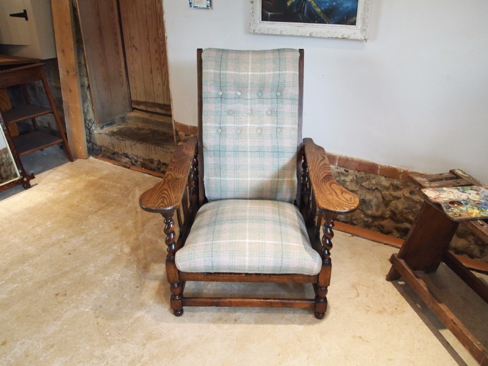 Chair Arts and Crafts Oak reclining armchair c1910 View XI