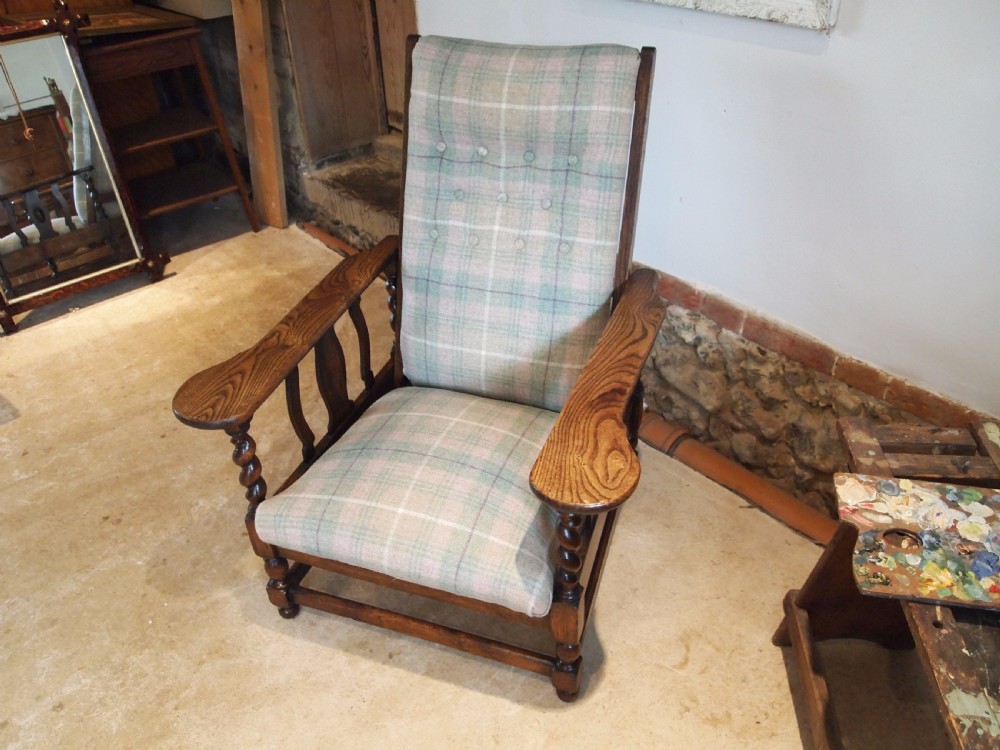 Chair Arts and Crafts Oak reclining armchair c1910 View XII