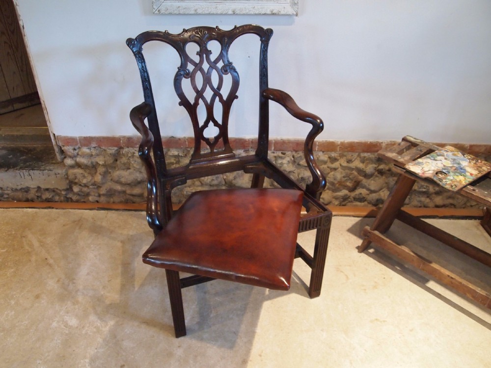 Chair fine George III Mahogany Chippendale style c1800 View X