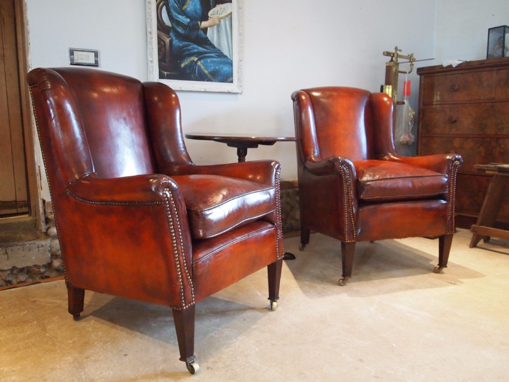 Chairs a stunning pair of George III wing armchairs c1800 View V