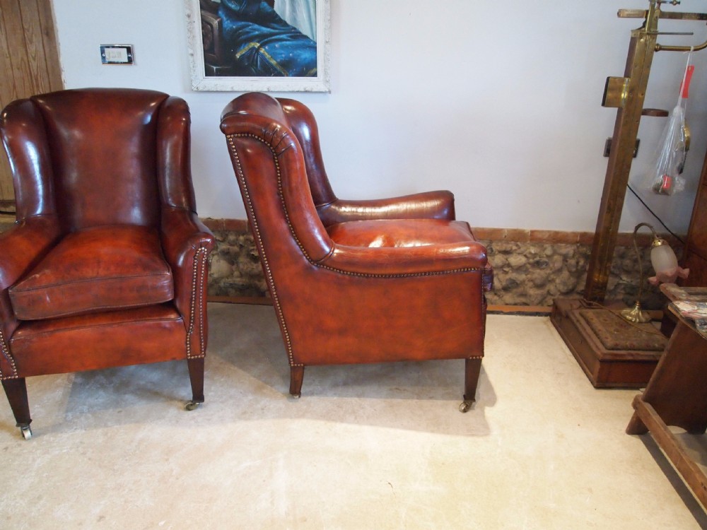 Chairs a stunning pair of George III wing armchairs c1800 View VIII