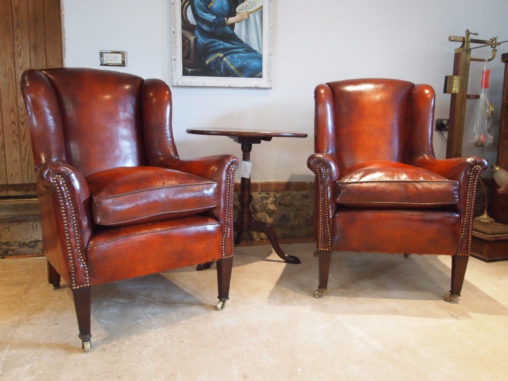 Chairs a stunning pair of George III wing armchairs c1800 View IX