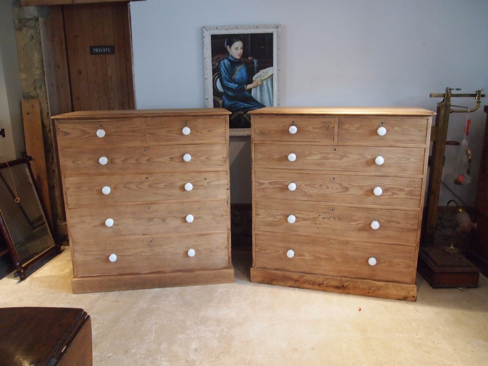 Chests of drawers a rare pair of Victorian Pine chests c1890 View X