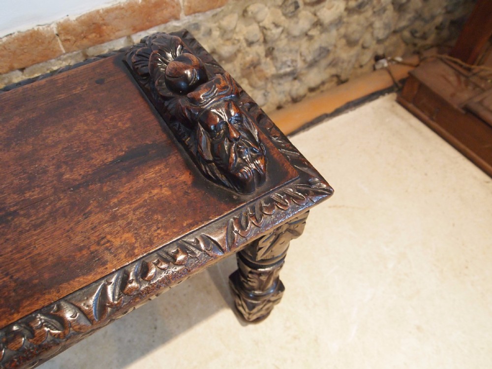 Bench settle pew window seat Victorian Oak c1880 View VII