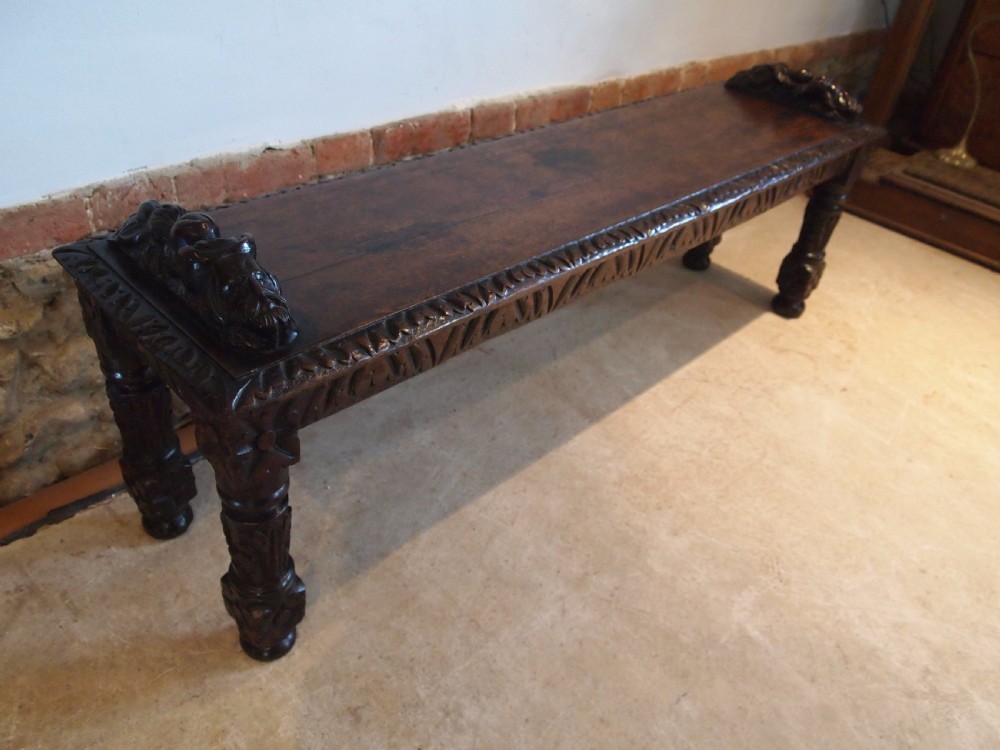 Bench settle pew window seat Victorian Oak c1880 View VIII