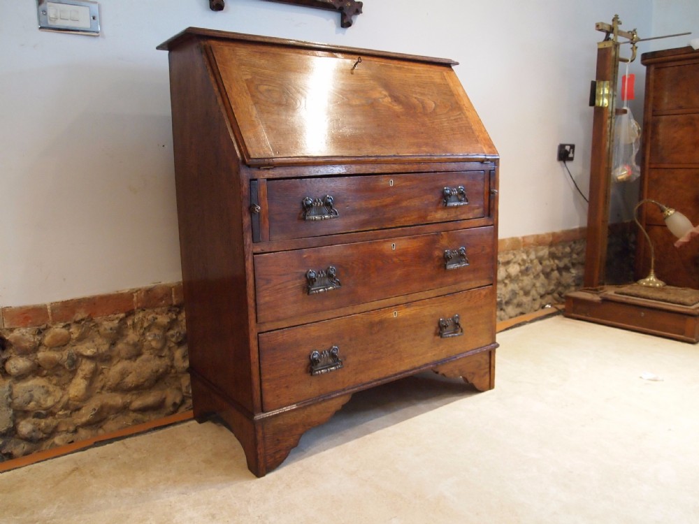 Bureau desk Arts and Crafts Oak c1900 View IV