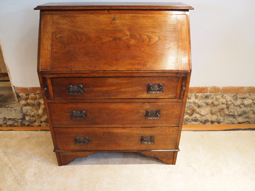 Bureau desk Arts and Crafts Oak c1900 View V