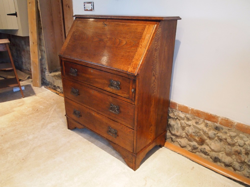 Bureau desk Arts and Crafts Oak c1900 View X
