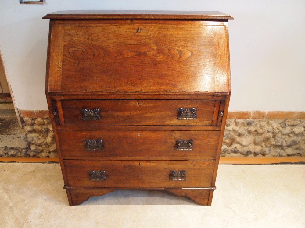 Bureau desk Arts and Crafts Oak c1900 View XII