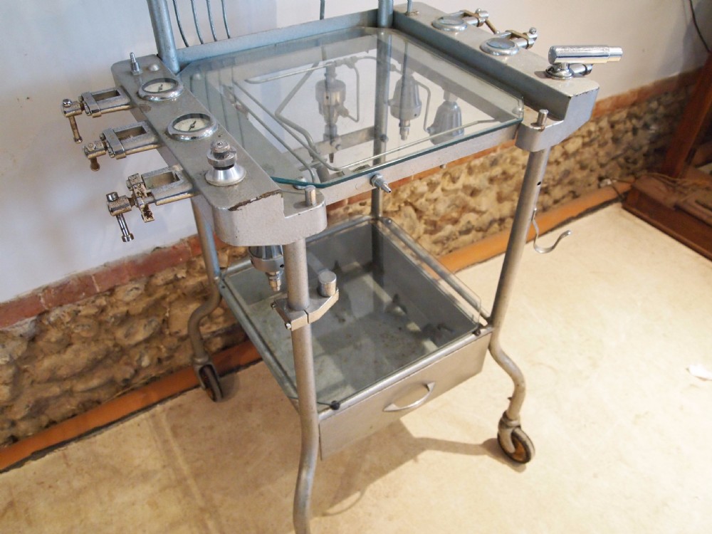 Table lamp hall side rare Anaesthetist trolley c1920 View V