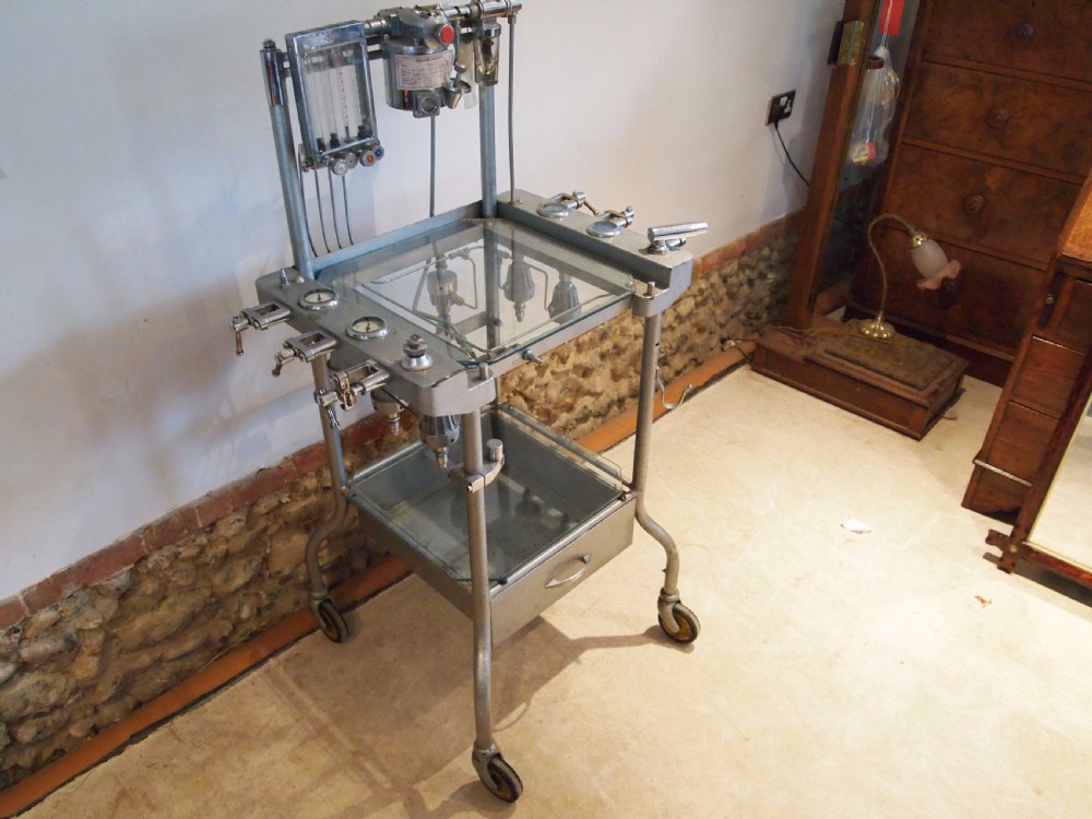 Table lamp hall side rare Anaesthetist trolley c1920 View X