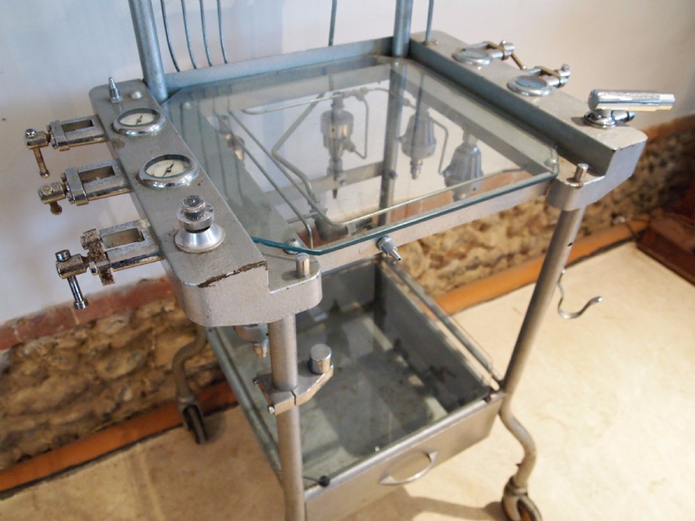 Table lamp hall side rare Anaesthetist trolley c1920 View XIII