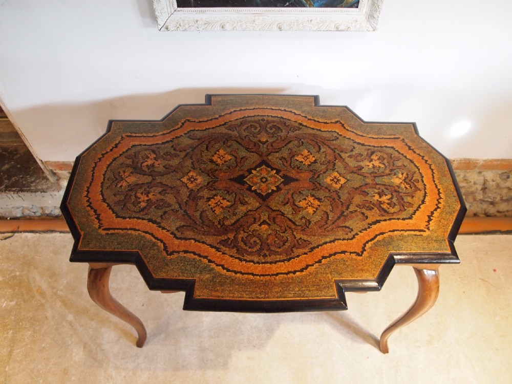 Table rare Victorian Walnut micro mosaic table lamp hall centre c1870 View VI