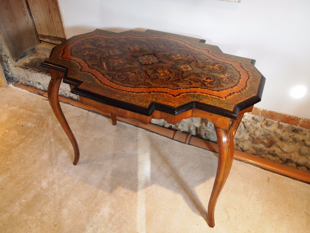 Table rare Victorian Walnut micro mosaic table lamp hall centre c1870 View VII