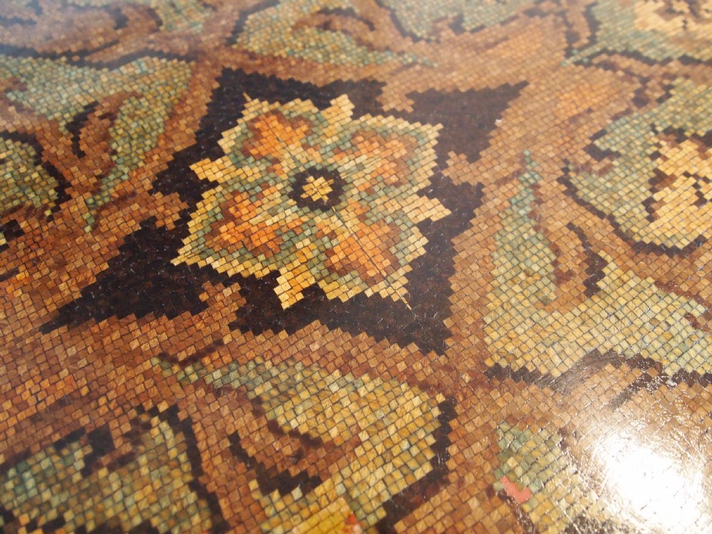 Table rare Victorian Walnut micro mosaic table lamp hall centre c1870 View VIII