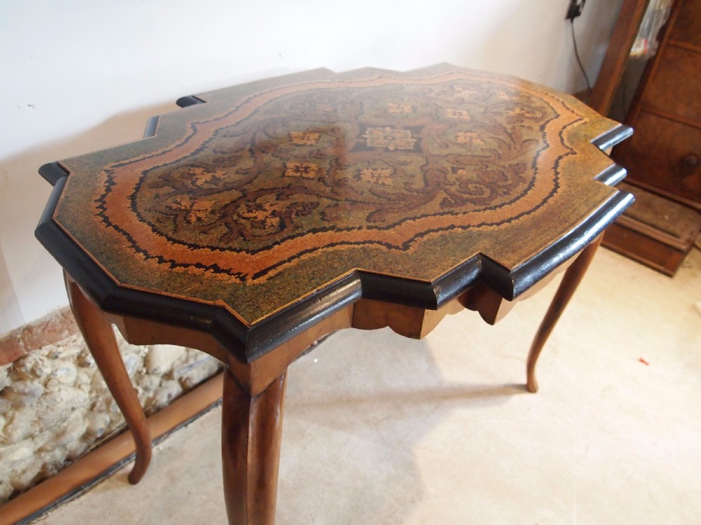 Table rare Victorian Walnut micro mosaic table lamp hall centre c1870 View X