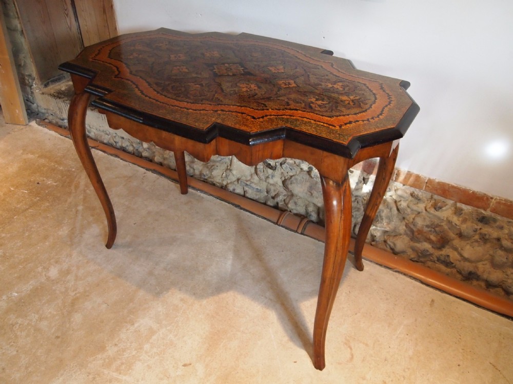 Table rare Victorian Walnut micro mosaic table lamp hall centre c1870 View XI