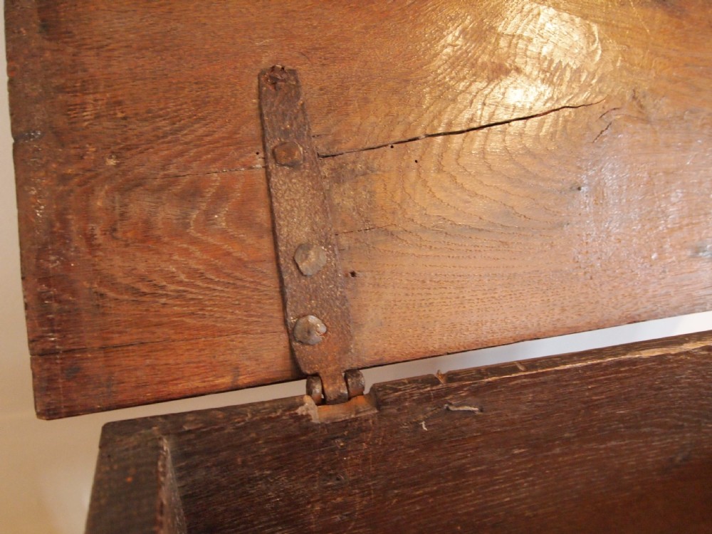 Coffer Rare Miniature Charles II child's coffer Oak c1680 View V
