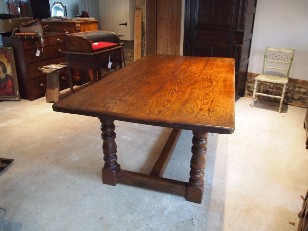 Table English Oak refectory farmhouse dining c1920 View VII