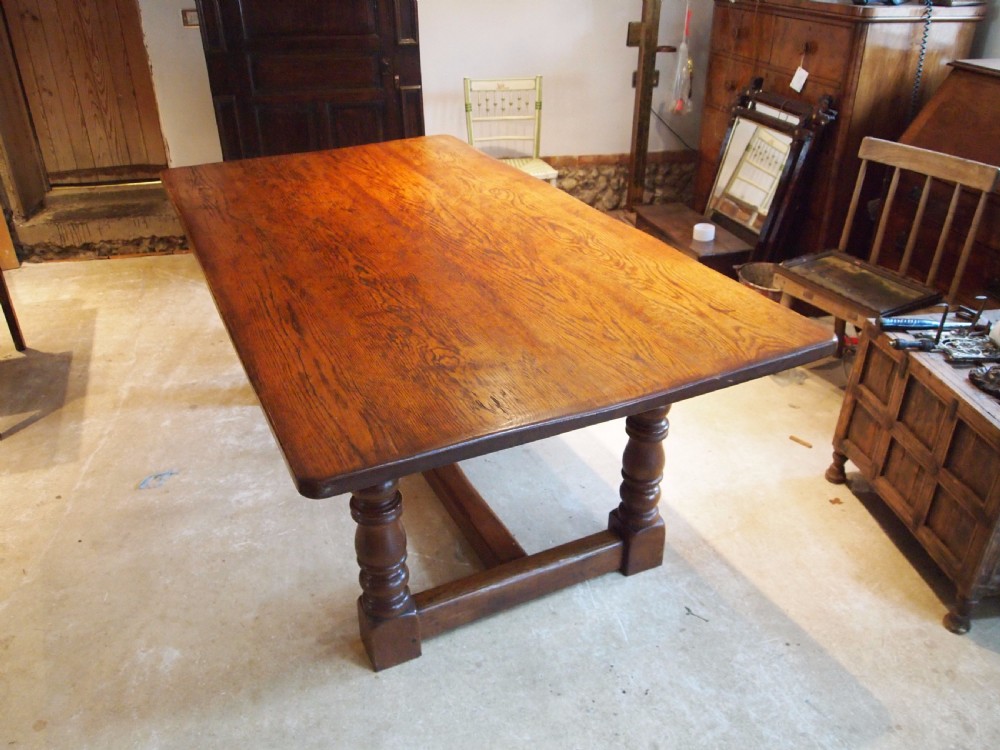 Table English Oak refectory farmhouse dining c1920 View VIII