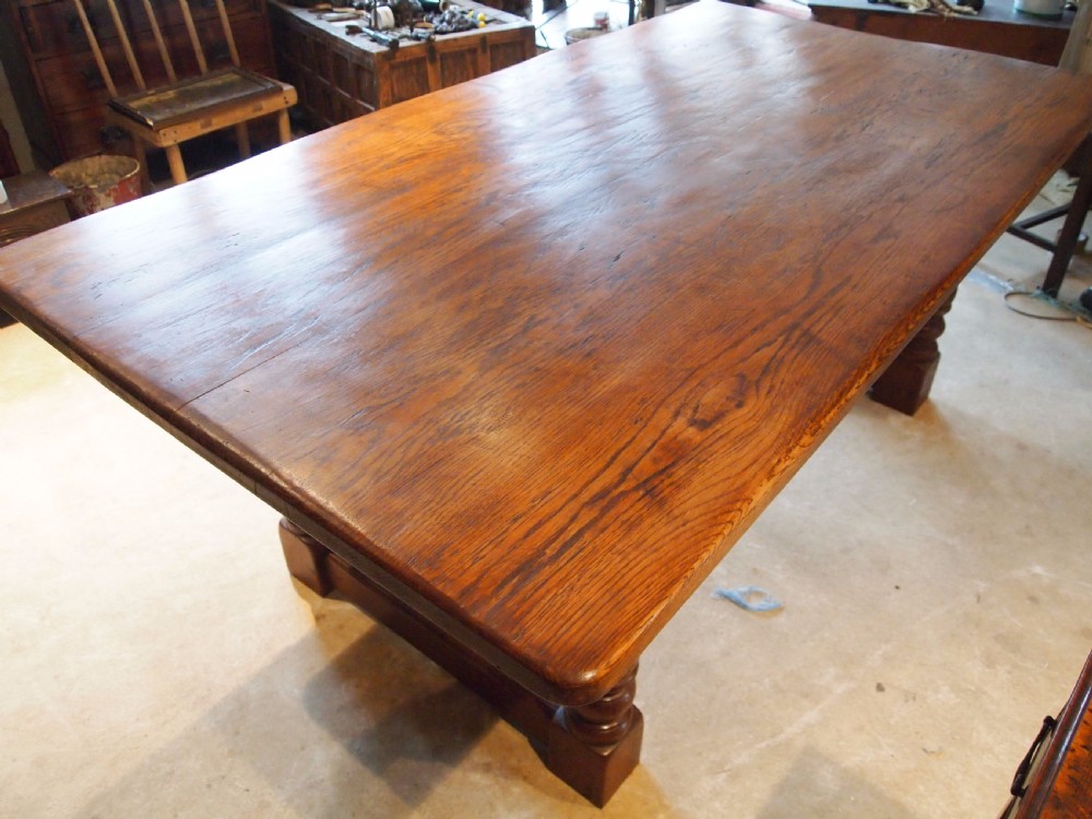 Table English Oak refectory farmhouse dining c1920 View X