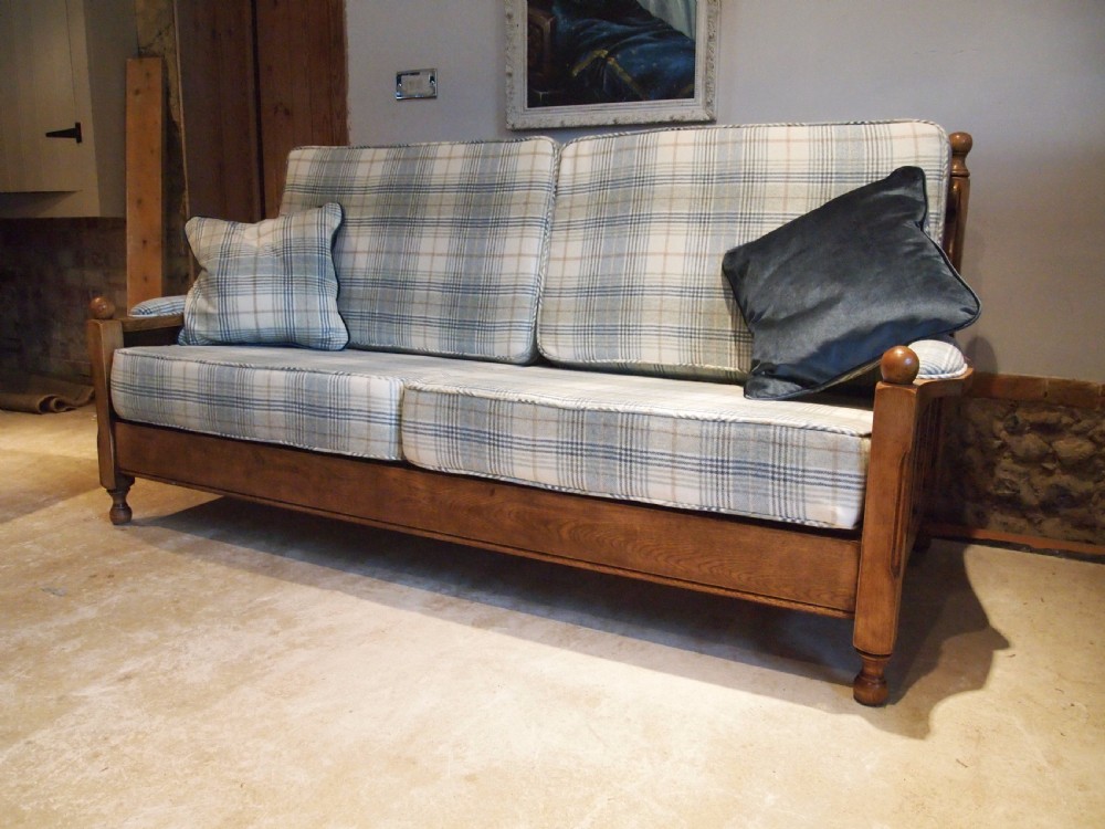 Sofa Settee 3 piece Oak arts and Crafts Gothic c1920 View II