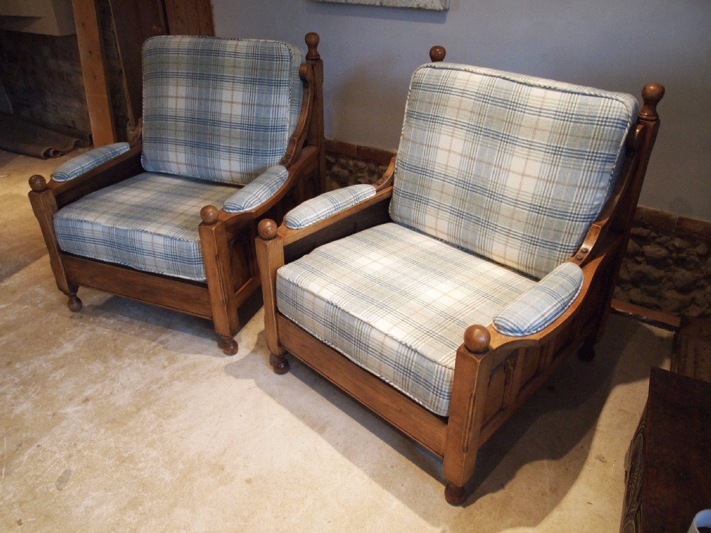 Sofa Settee 3 piece Oak arts and Crafts Gothic c1920 View VI