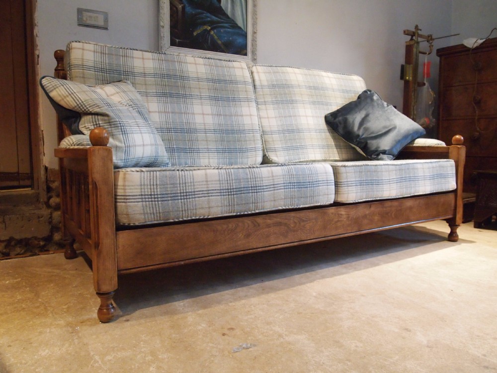 Sofa Settee 3 piece Oak arts and Crafts Gothic c1920 View VIII