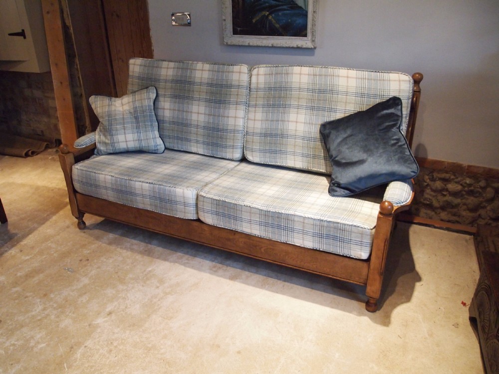 Sofa Settee 3 piece Oak arts and Crafts Gothic c1920 View IX