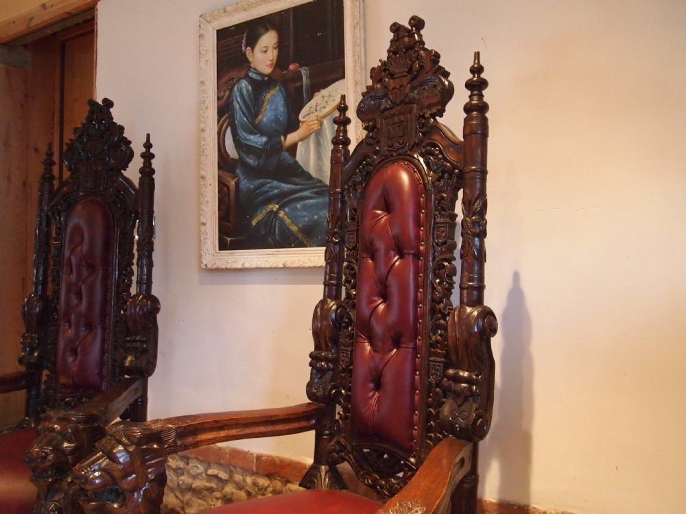 Chairs rare stunning pair of Walnut throne chairs c1920 View III