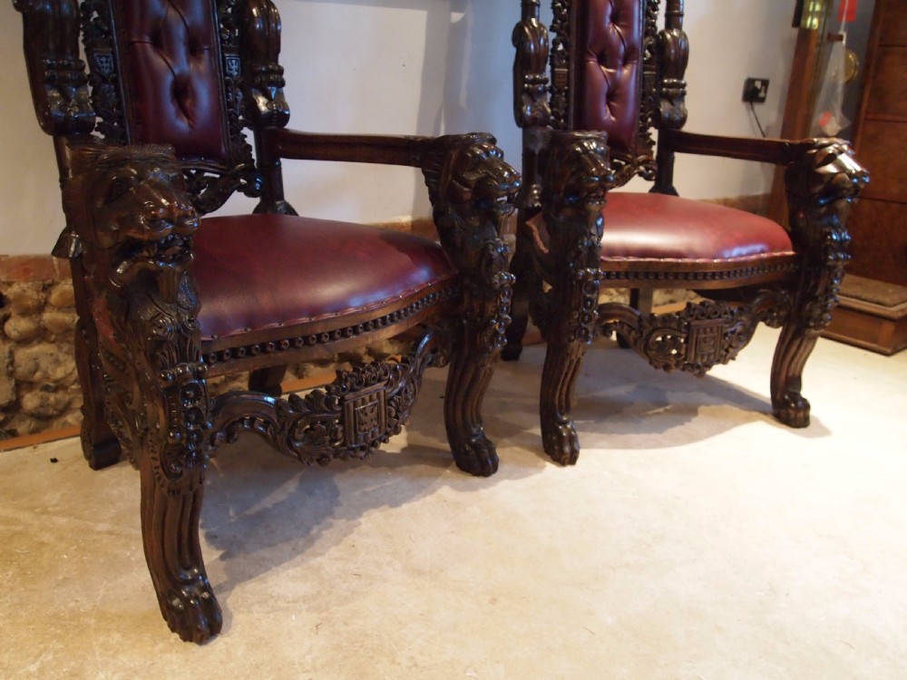 Chairs rare stunning pair of Walnut throne chairs c1920 View V