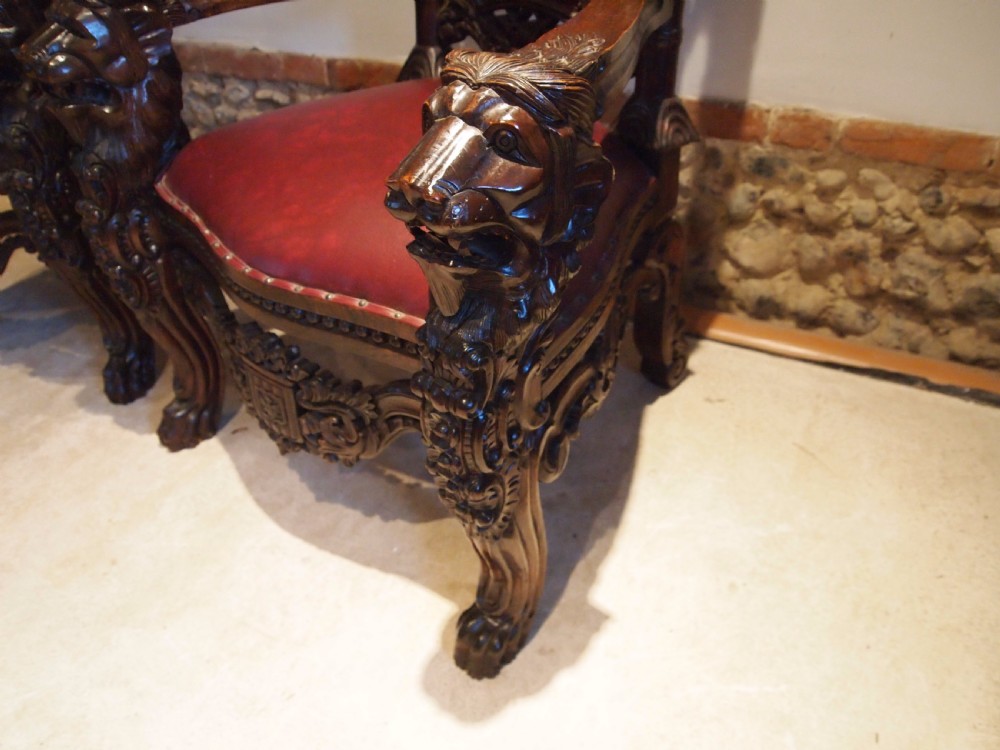 Chairs rare stunning pair of Walnut throne chairs c1920 View VI
