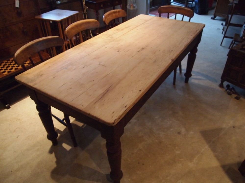 Table Victorian Pine scrub top refectory dining c1880 View IV