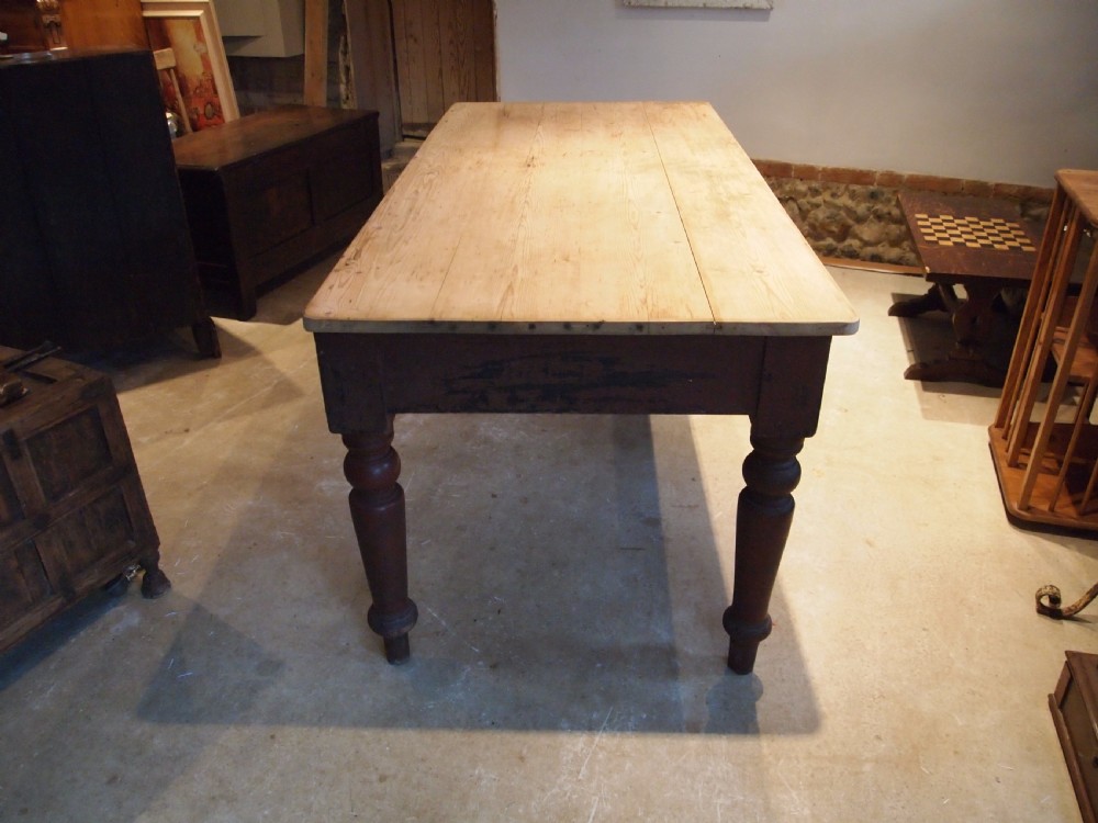 Table Victorian Pine scrub top refectory dining c1880 View V