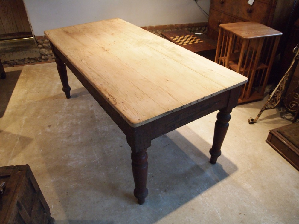 Table Victorian Pine scrub top refectory dining c1880 View VI