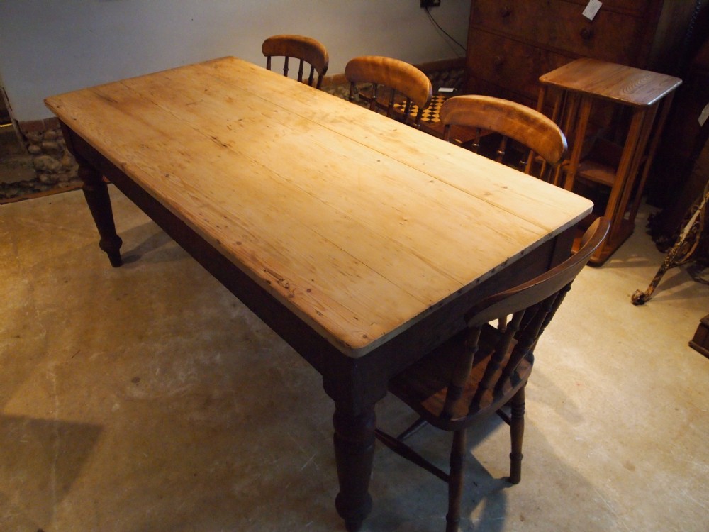 Table Victorian Pine scrub top refectory dining c1880 View VIII
