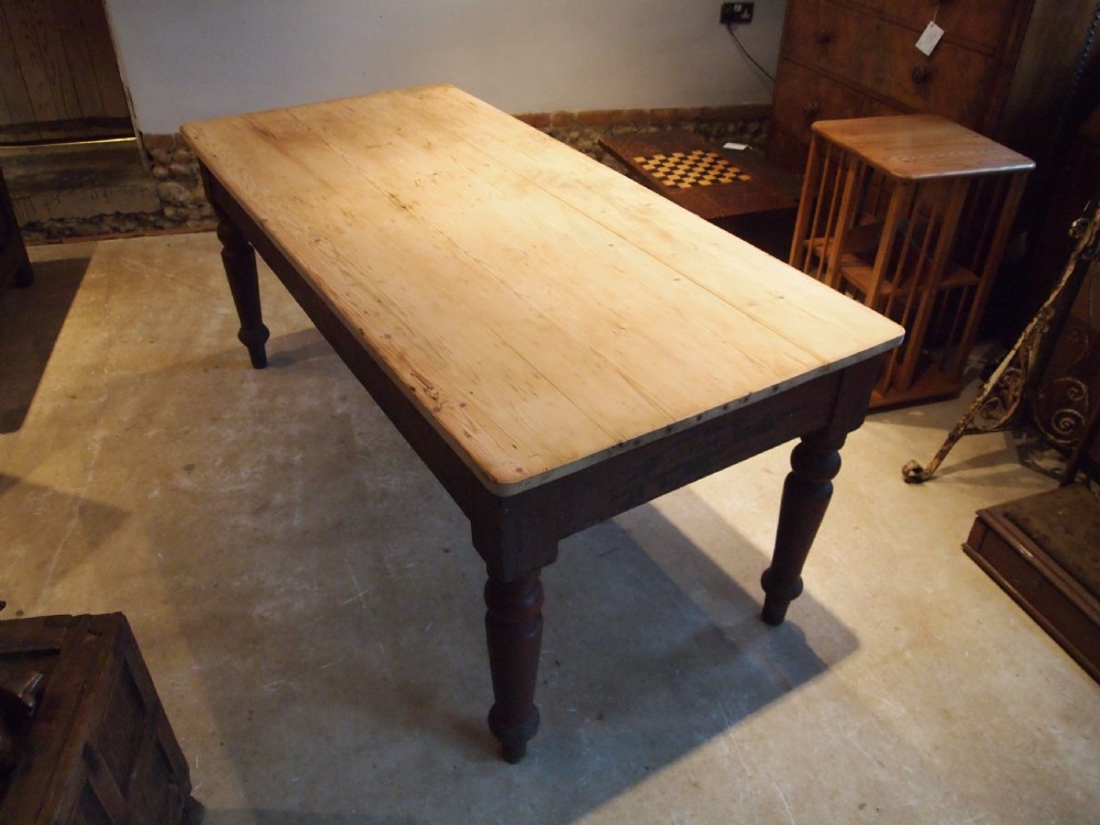 Table Victorian Pine scrub top refectory dining c1880 View X